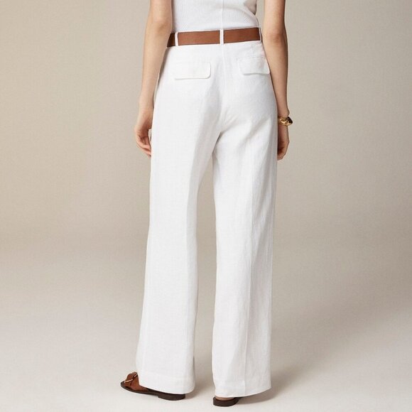 J.Crew Petite Wide-Leg Essential Pant In Linen Women 0P White Polished Lagenlook - Picture 12 of 15